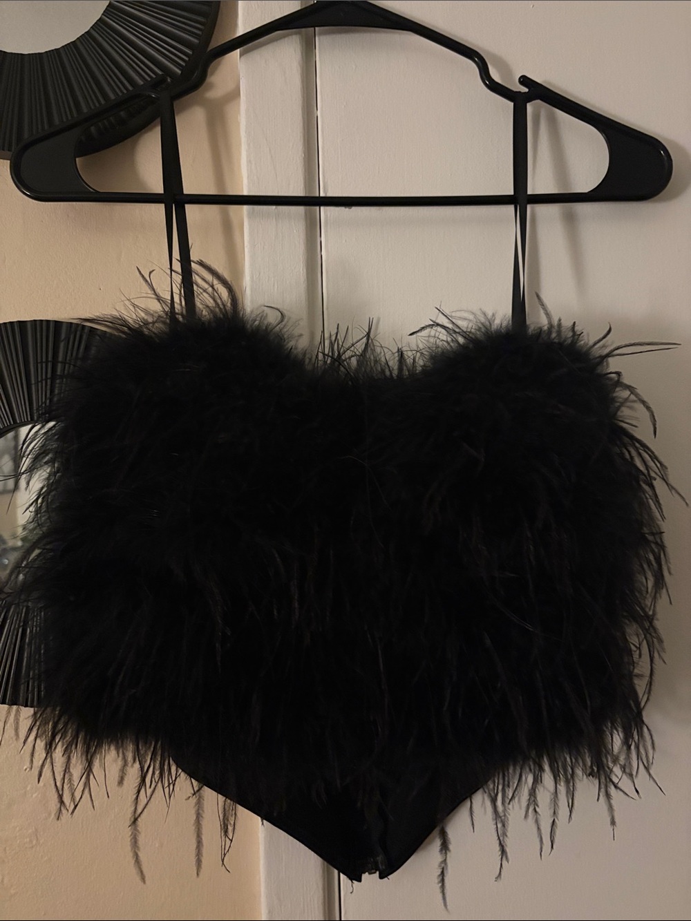 Women’s / Teens Black Feathered Party Top